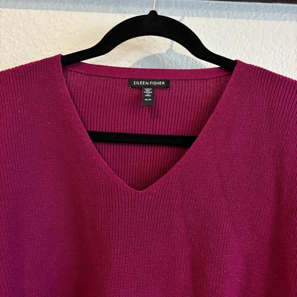 ❗️FINAL❗️Eileen Fisher Berry Sweater V-Neck XS Organic Cotton - Picture 3 of 5